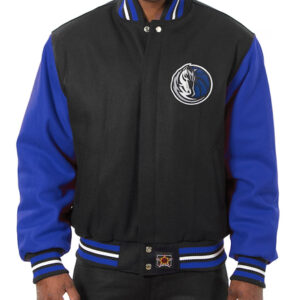 NBA Team Dallas Mavericks JH Design Black Domestic Two-Tone Varsity Jacket