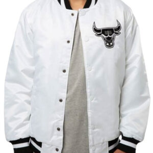 Chicago Bulls NBA Team Varsity White Letterman Jacket