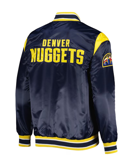 NBA Team Denver Nuggets Starter Navy Force Play Varsity Jacket