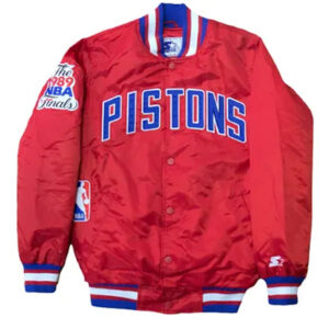 NBA Team Vintage Starter Detroit Pistons Red Varsity Jacket