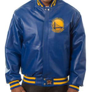 Golden State Warriors NBA Team JH Design Bomber All-Leather Logo Jacket