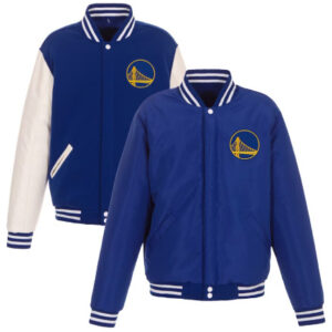 Golden State Warriors NBA Team JH Design Royal_White Reversible Varsity Jacket