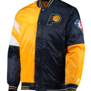 NBA Indiana Pacers Team Starter Yellow and Blue Varsity Jacket