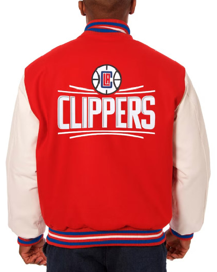 NBA LA Clippers Team JH Design Red_White Big & Tall Varsity Jackets