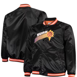 NBA Team Phoenix Suns Mitchell Ness Black Big And Tall Hardwood Classics Raglan Varsity Jacket