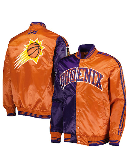 NBA Team Starter Purple And Orange Phoenix Suns Fast Break Satin Varsity Jacket