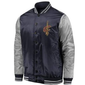 Cleveland Cavaliers Navy And Silver Varsity Satin Jacket